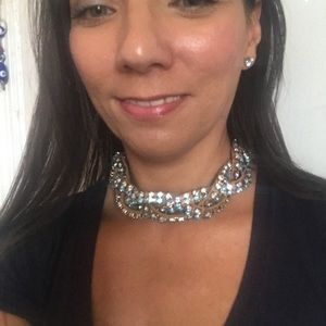 Leather braided rhinestone choker.